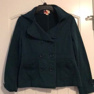 Green, short pea coat